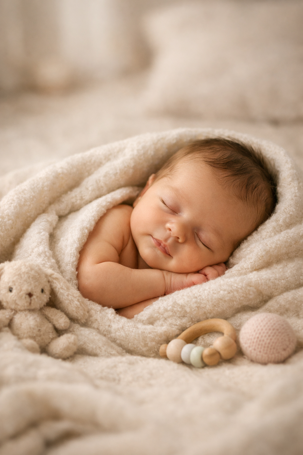 Newborn Baby in Warm Tones